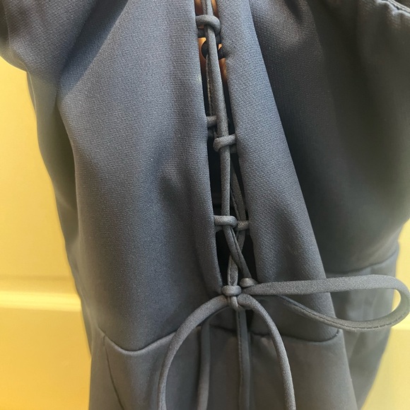 Navy Lace Up Mini Dress - Picture 2 of 4
